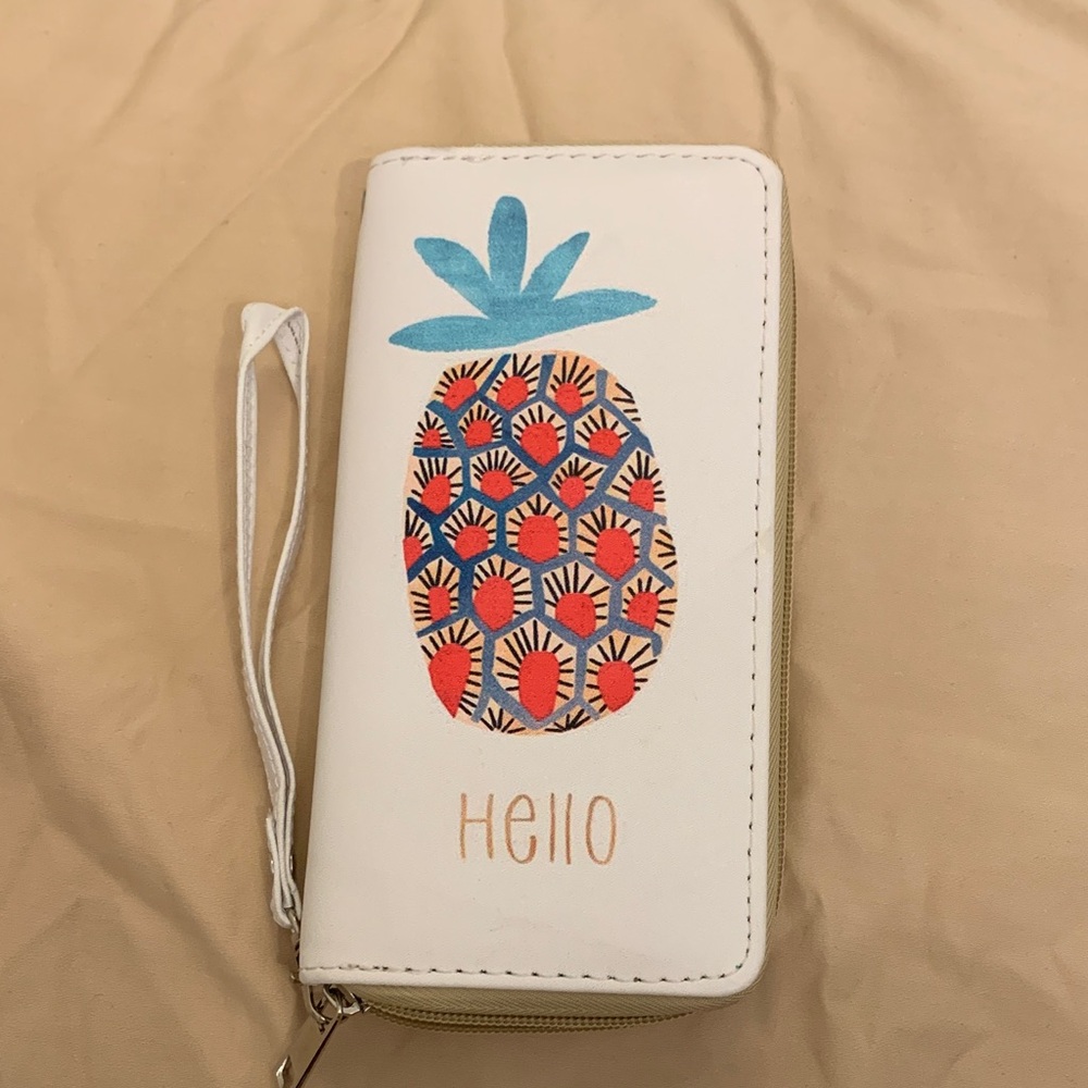 Pineapple zip Wallet with Wrist Strap